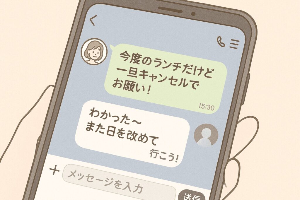 LINEで会話する様子